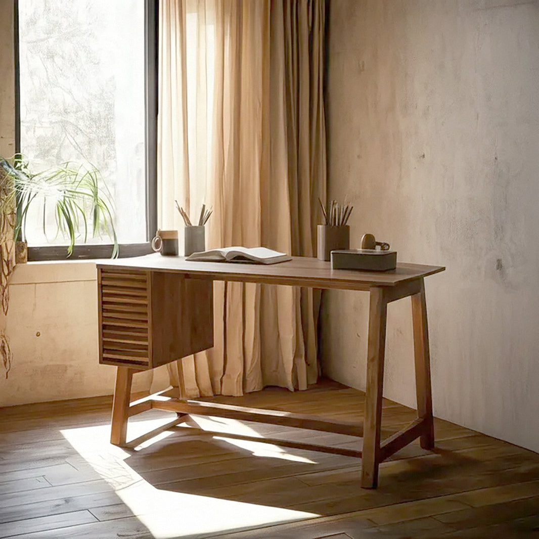 Mesa de escritorio de madera con cajón