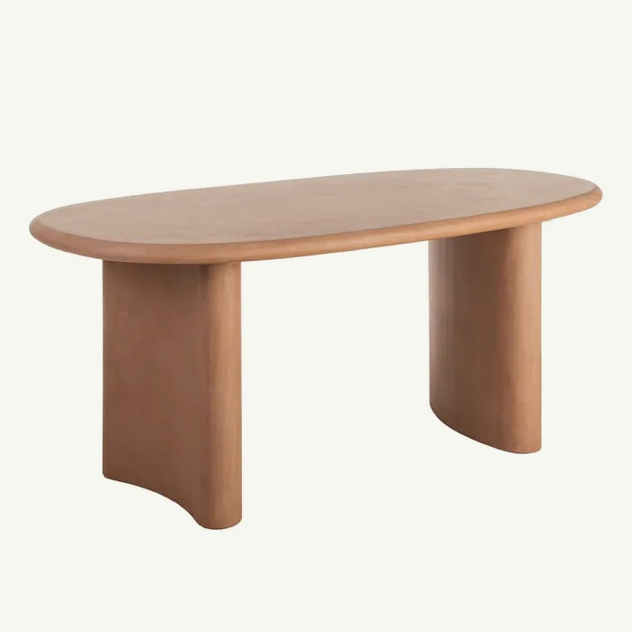 Mesa de comedor ovalada Alaula en microcemento color teja 180x90 