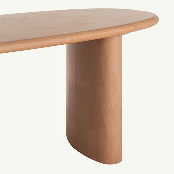 Mesa de comedor ovalada Alaula en microcemento color teja 180x90 