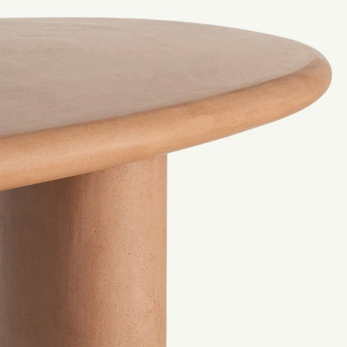 Mesa de comedor moderna ovalada Alaula en microcemento color teja