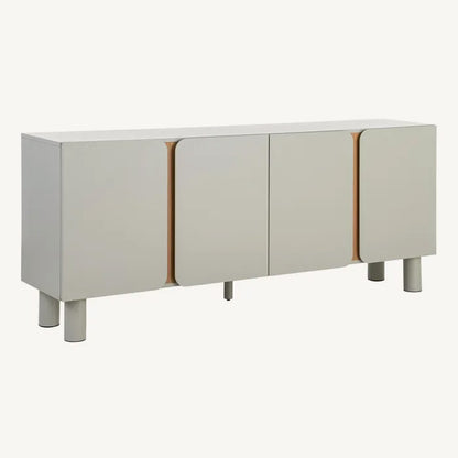 Mueble aparador Tau 180 cm con acabado gris taupe y estructura en madera de roble natural