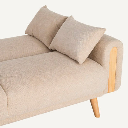 Sofá cama de 3 plazas en crema con apertura fácil