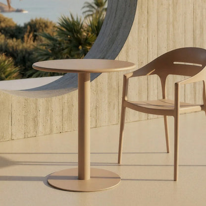 Mesa Auxiliar Exterior Redonda 70x70 beige