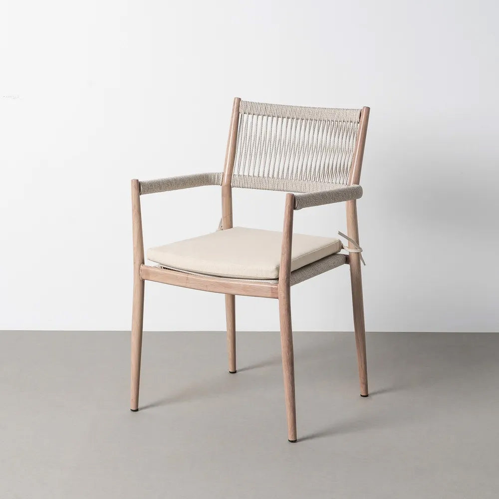 Silla outdoor imitación madera y ratán