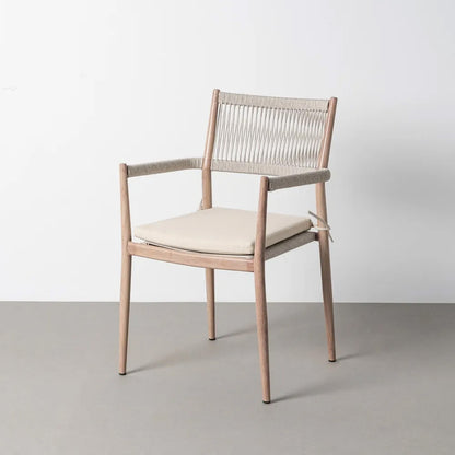 Silla outdoor imitación madera y ratán