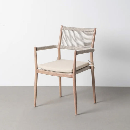 Silla outdoor imitación madera y ratán