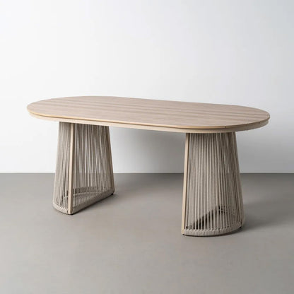 Mesa de Comedor Exterior Ovalada Imitación Madera