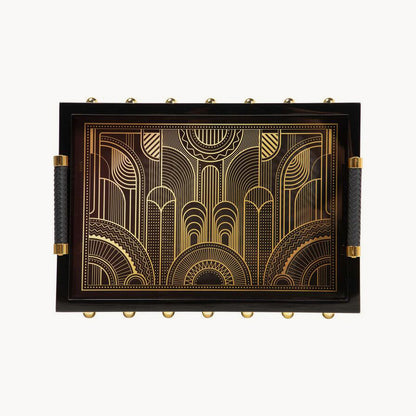 Bandeja decorativa negro y dorado