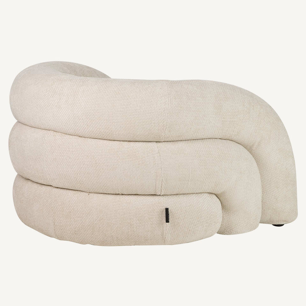 Sillón con volúmenes en chenilla beige Flux