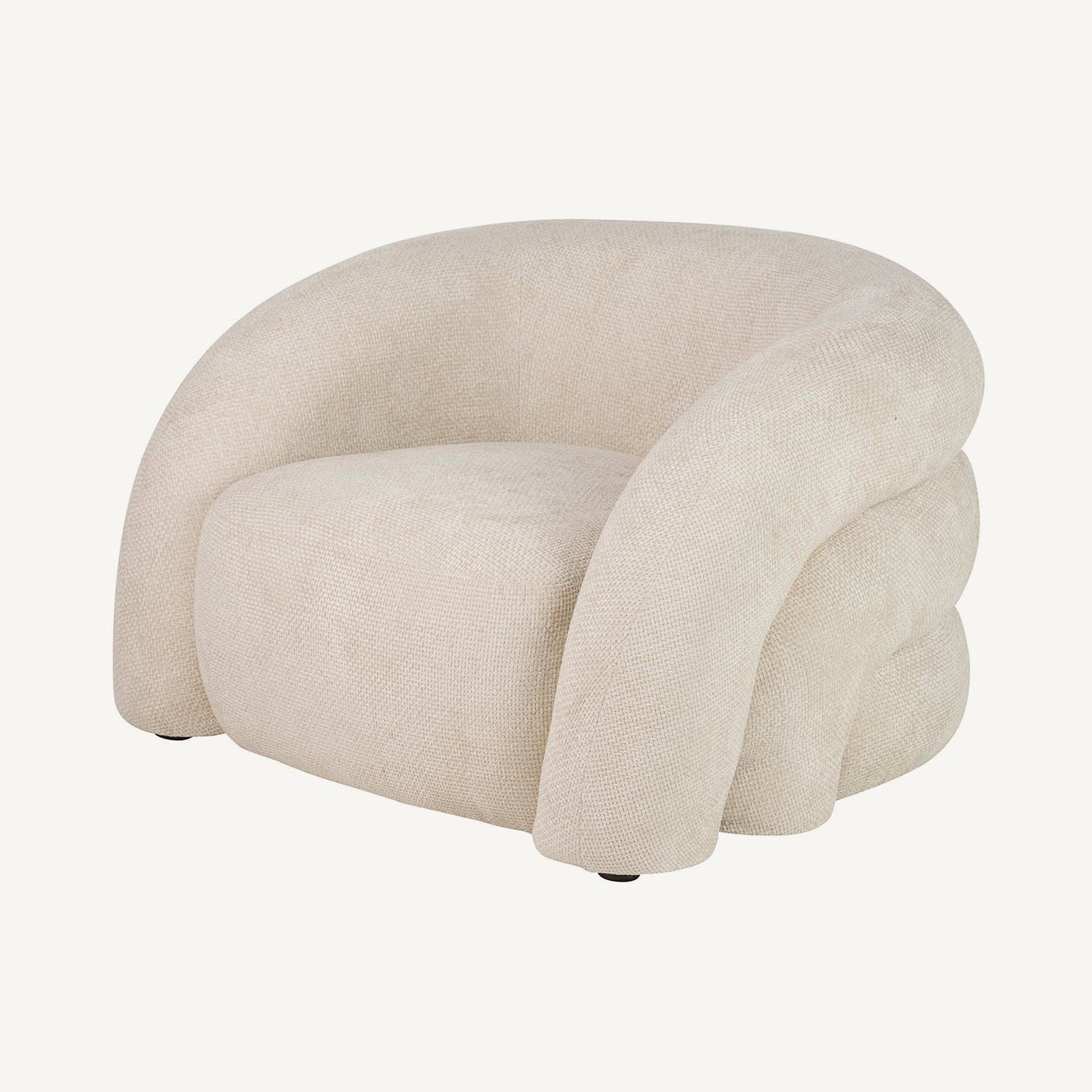 Sillón curvo en chenilla beige Flux
