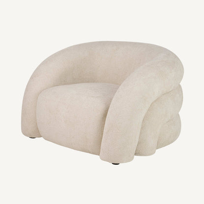 Sillón curvo en chenilla beige Flux
