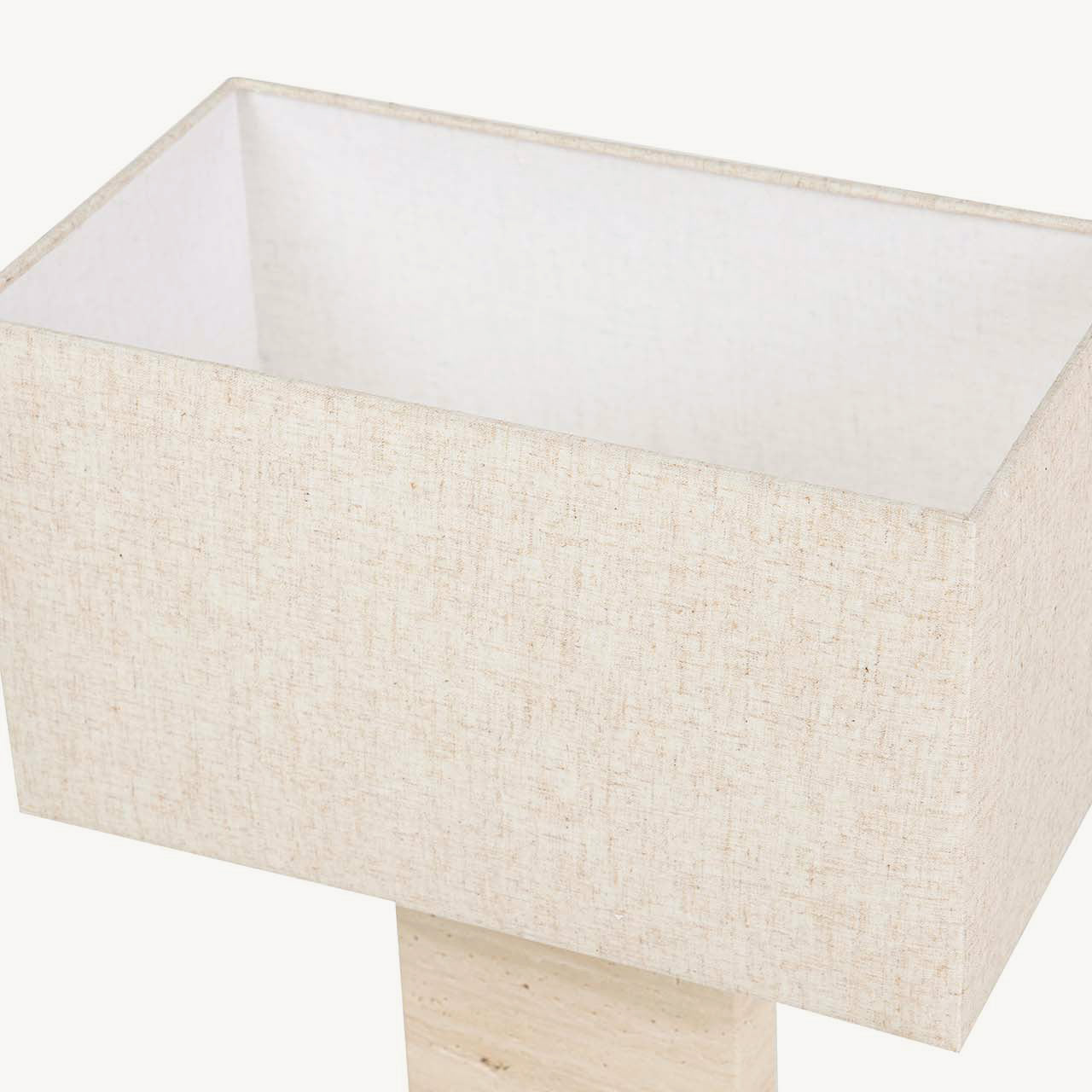 Lámpara de mesa con pantalla rectangular en lino y marmol Copper