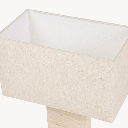 Lámpara de mesa con pantalla rectangular en lino y marmol Copper