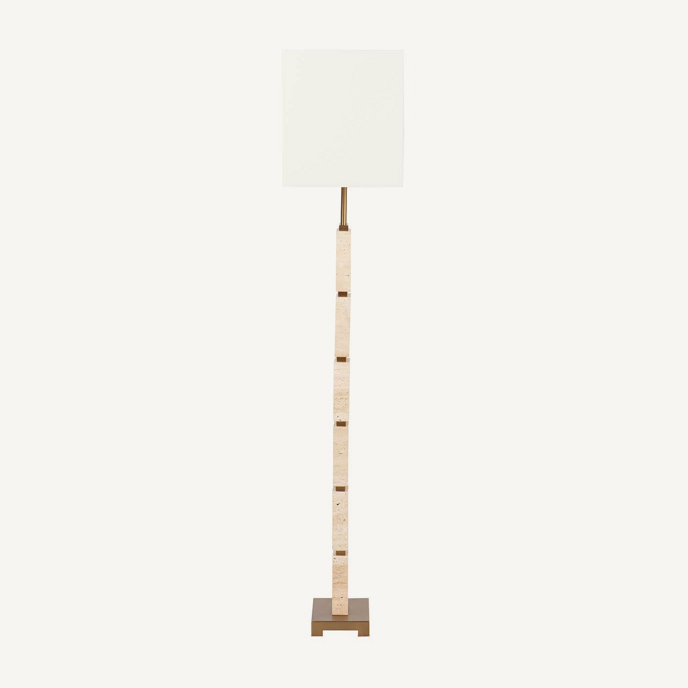 Lámpara de pie de travertino con pantalla rectangular en lino estilo italiano