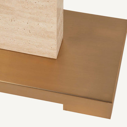 Lámpara de mesa con bronce, marmol y lino