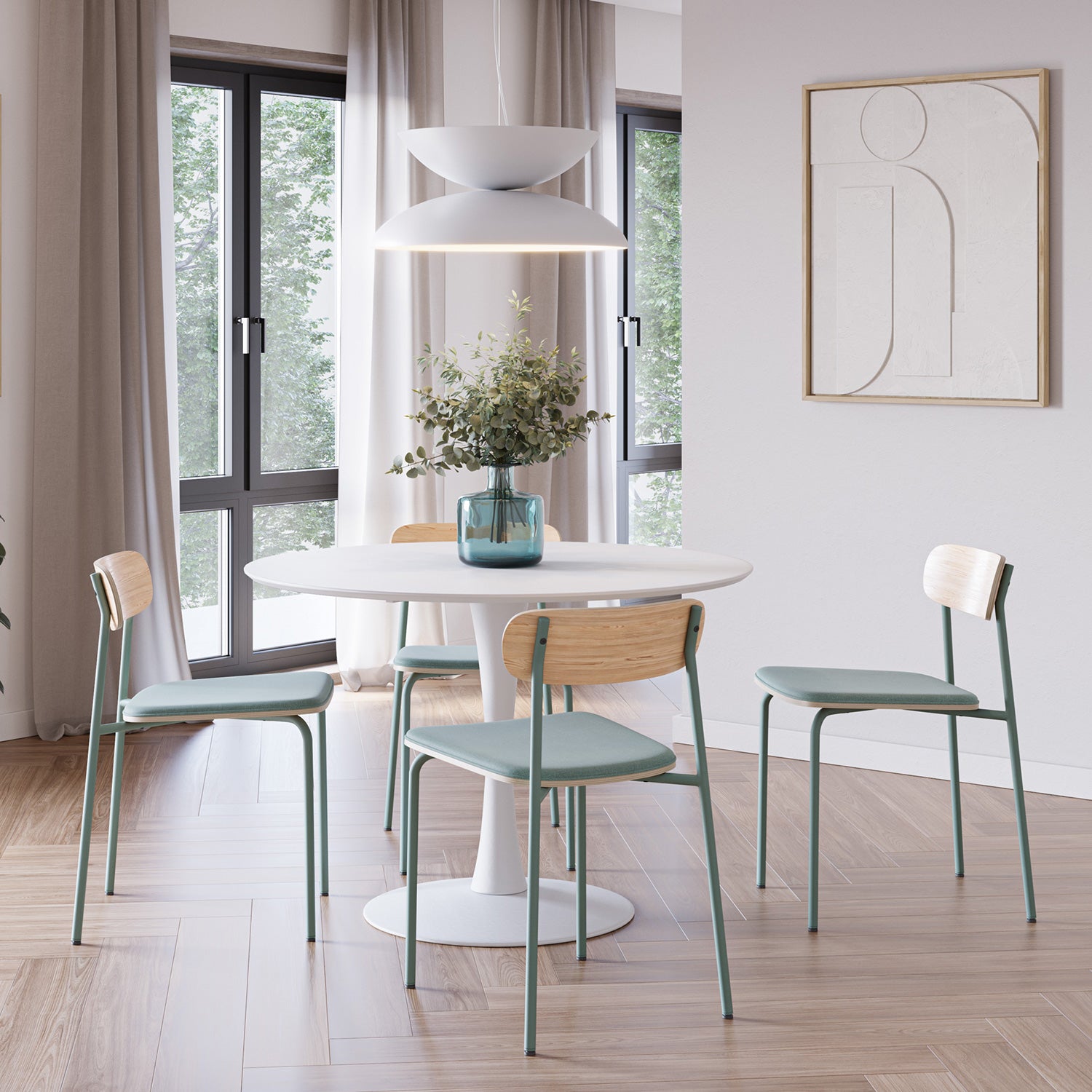 Silla comedor cocina de estilo vintage Adriana aguamarina