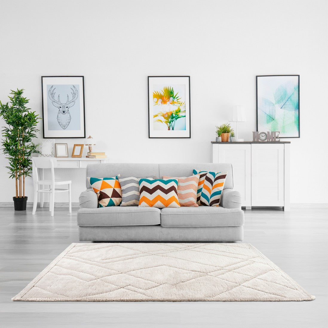 Alfombra Fez blanca rayada 