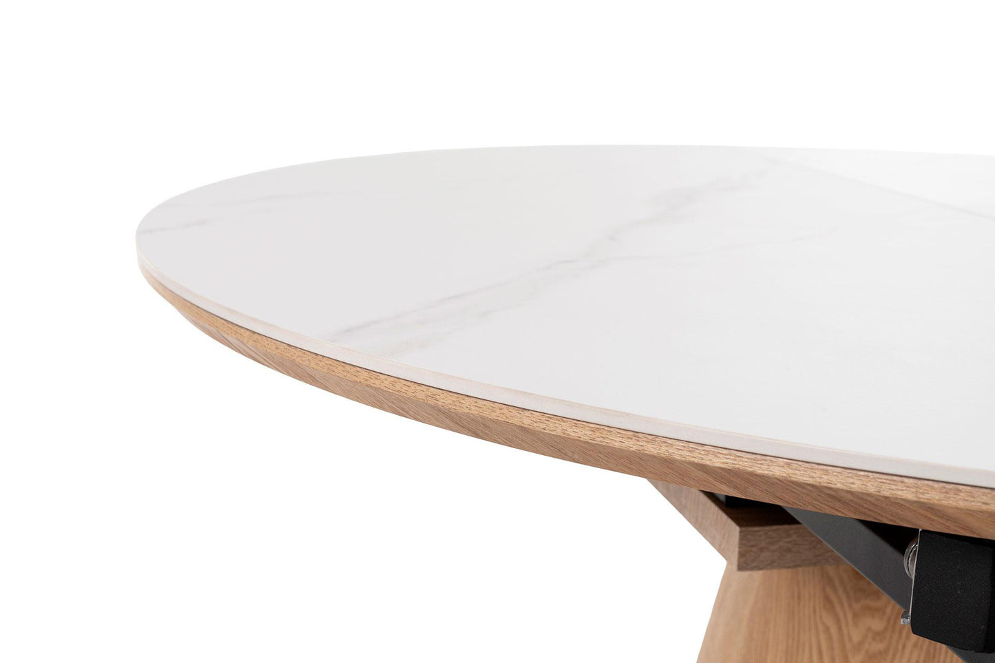 Mesa de comedor Hana Roble Extensible Porcelánico blanco