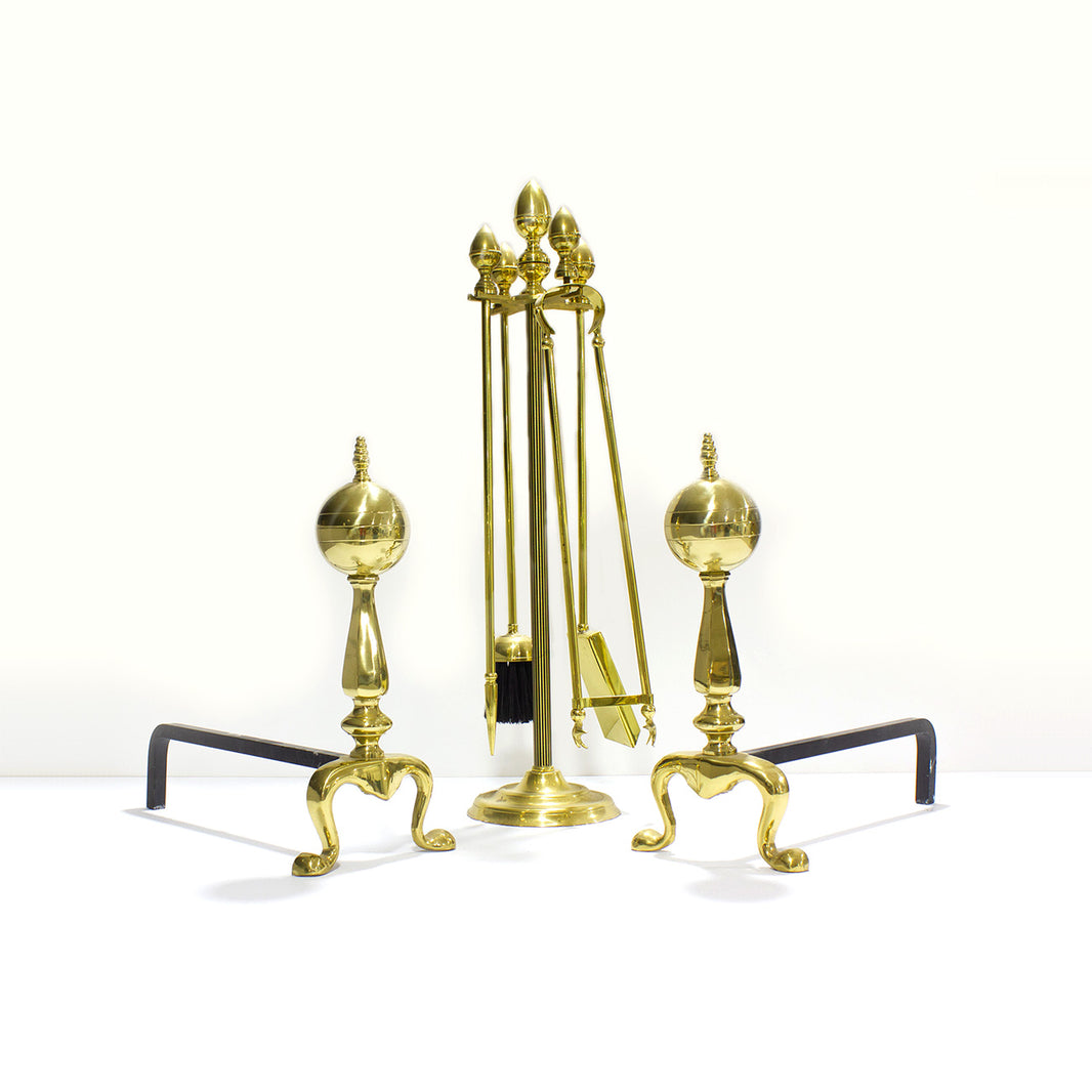 Accesorios chimenea, hierro forjado, dorado y negro