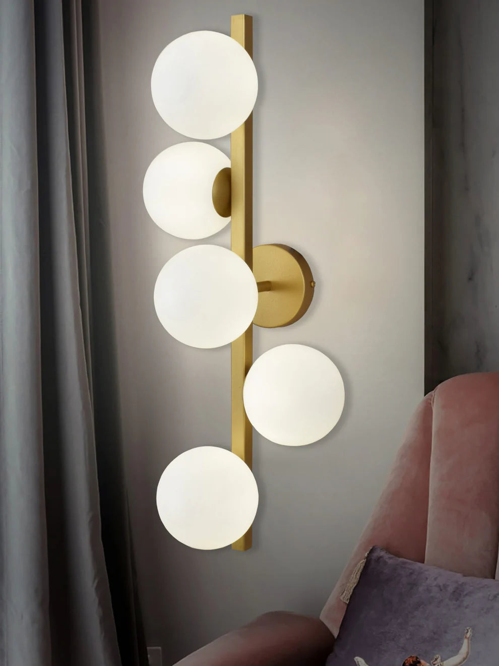 Aplique pared dorado 5 focos