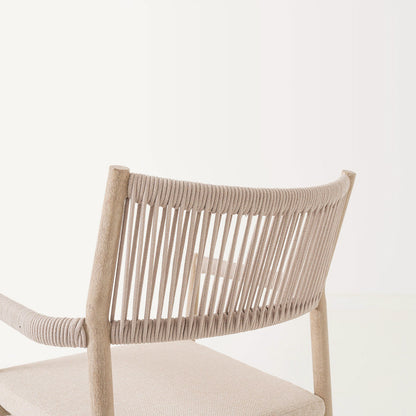 Silla de exterior imitación de madera con cojín
