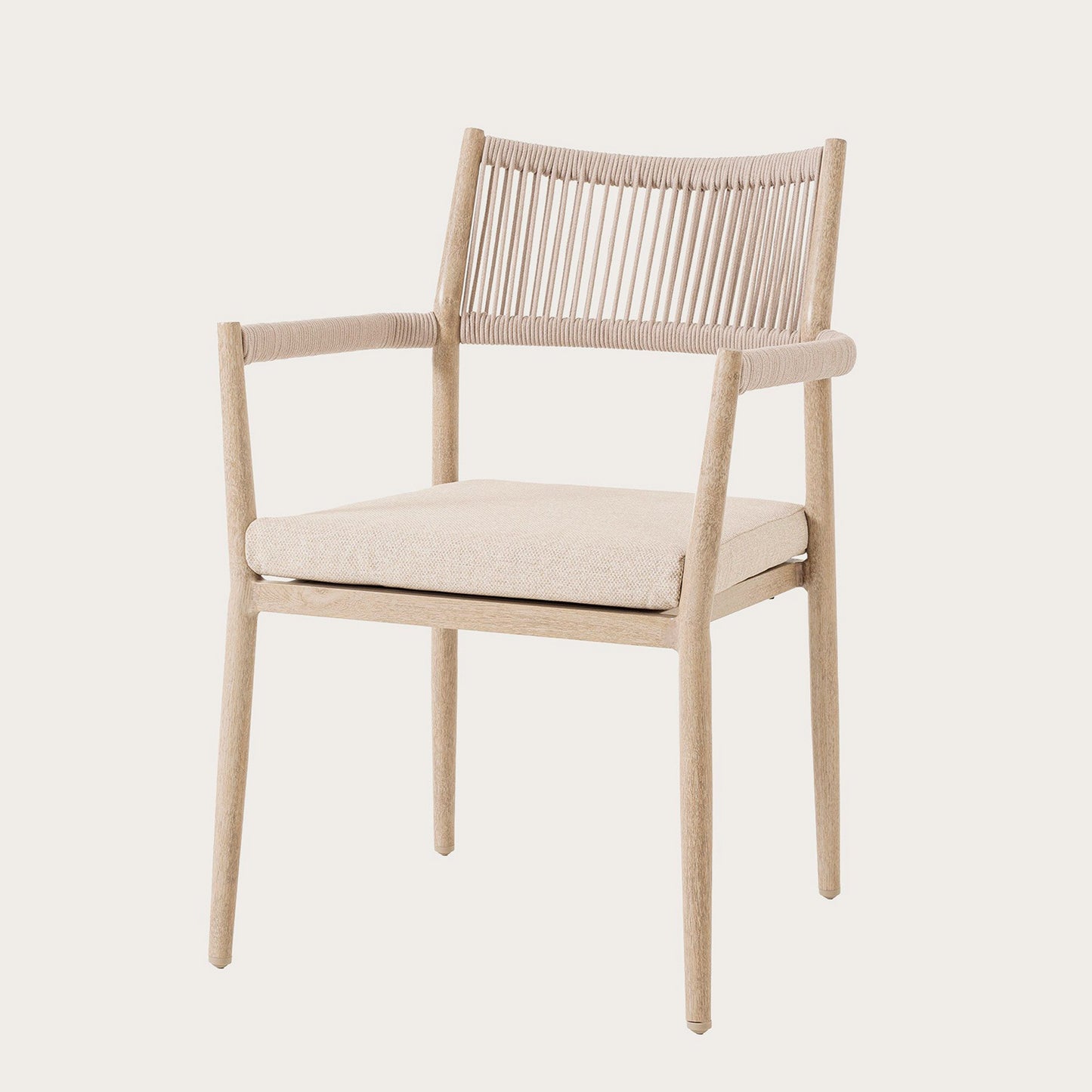 Silla de exterior imitación de madera con cojín