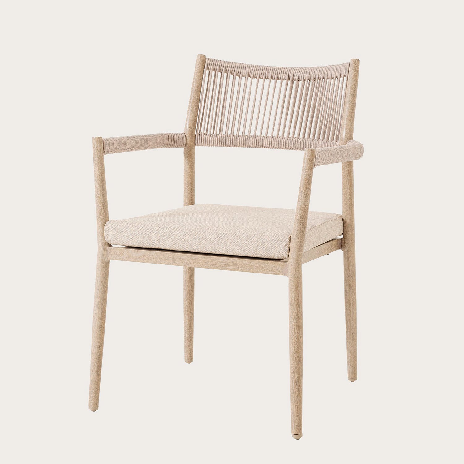 Silla de exterior imitación de madera con cojín