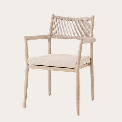 Silla de exterior imitación de madera con cojín