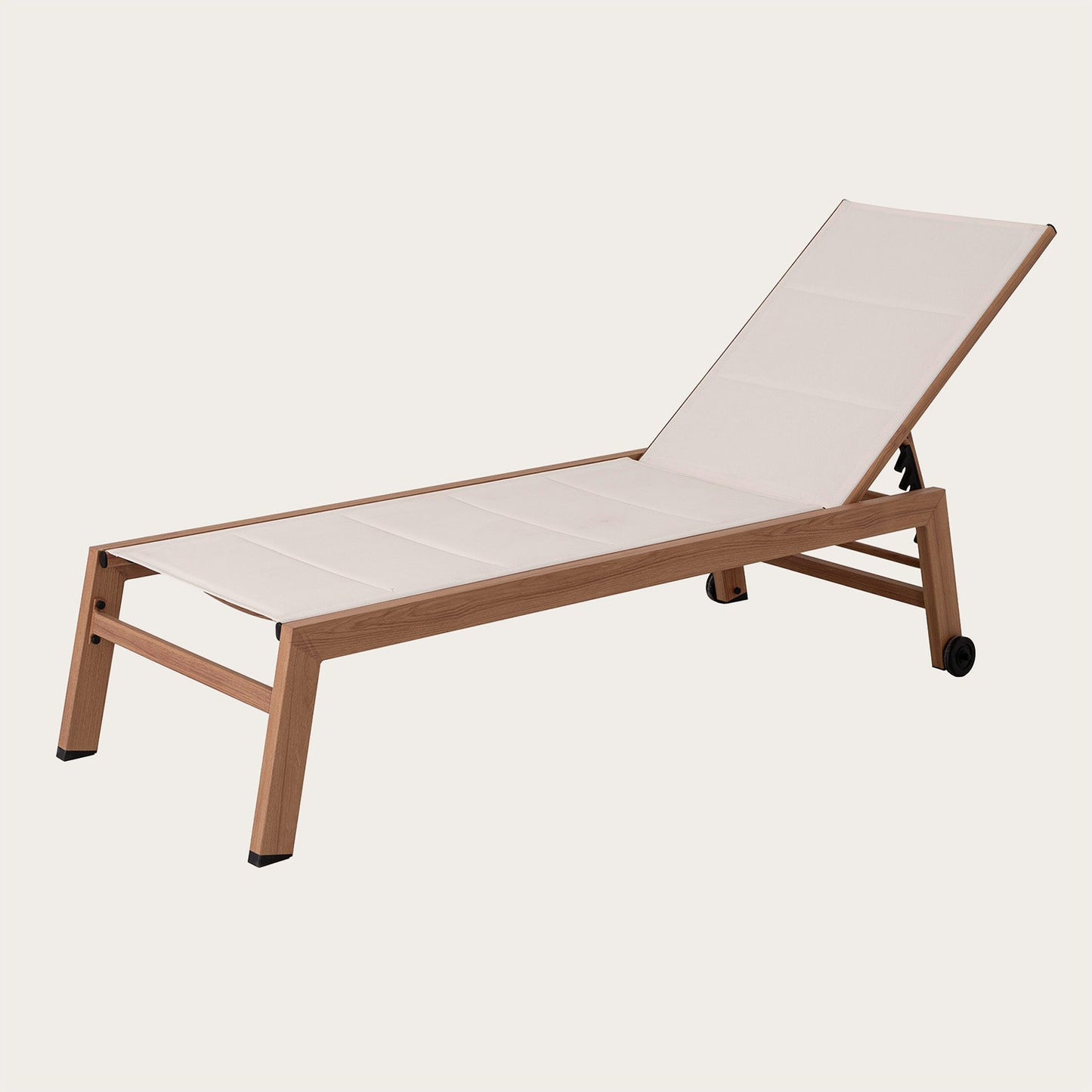 Tumbona reclinable efecto madera en blanco