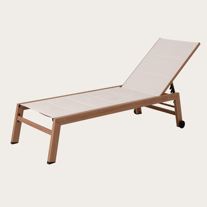 Tumbona reclinable efecto madera en blanco
