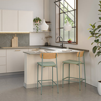 Taburete para cocina o comedor de estilo vintage Adriana aguamarina