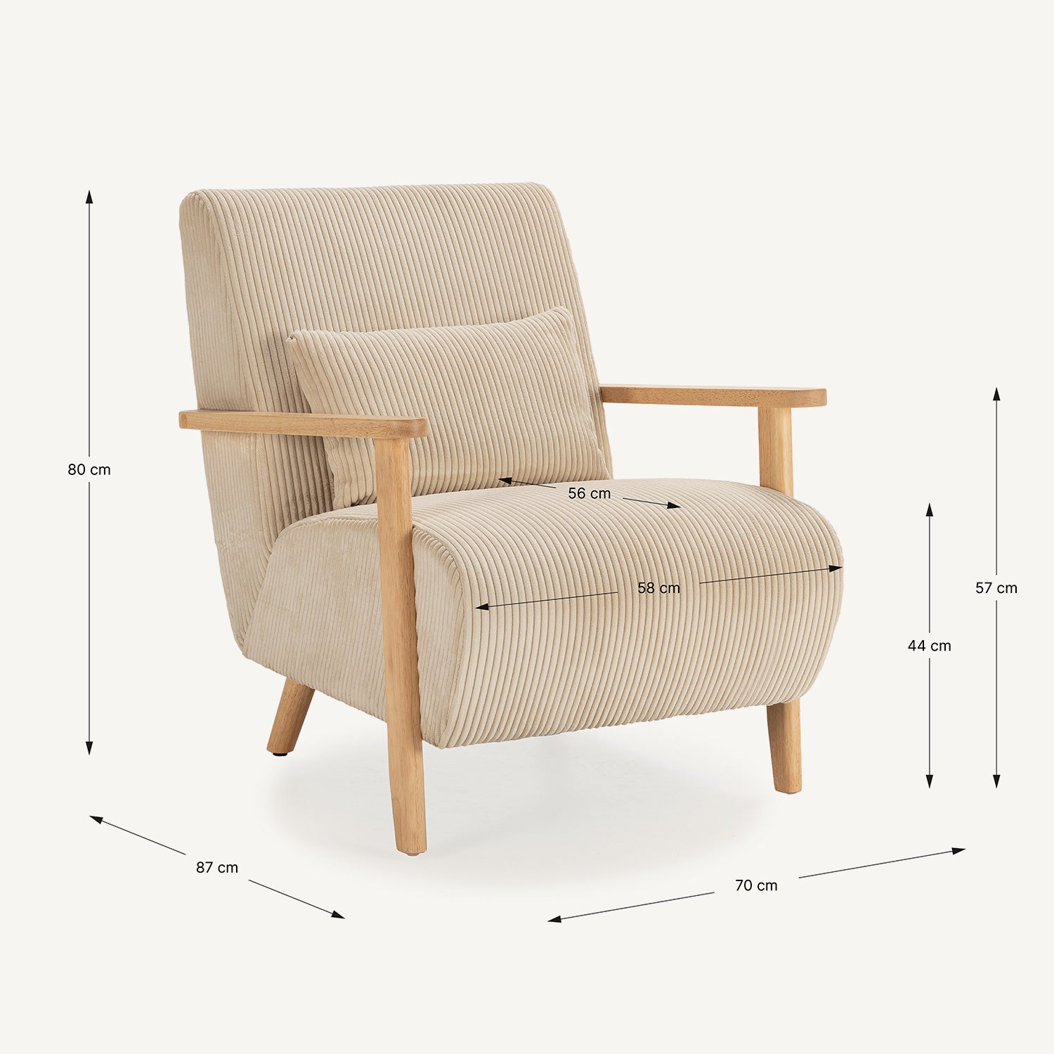 Sillón de textura tipo pana en beige