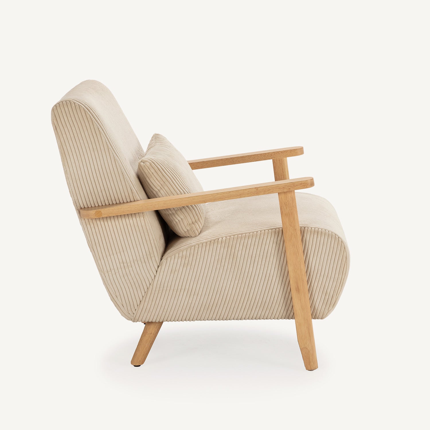Sillón de madera en beige y roble