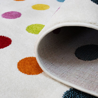 Alfombra para niños y niñas de lunares de colores