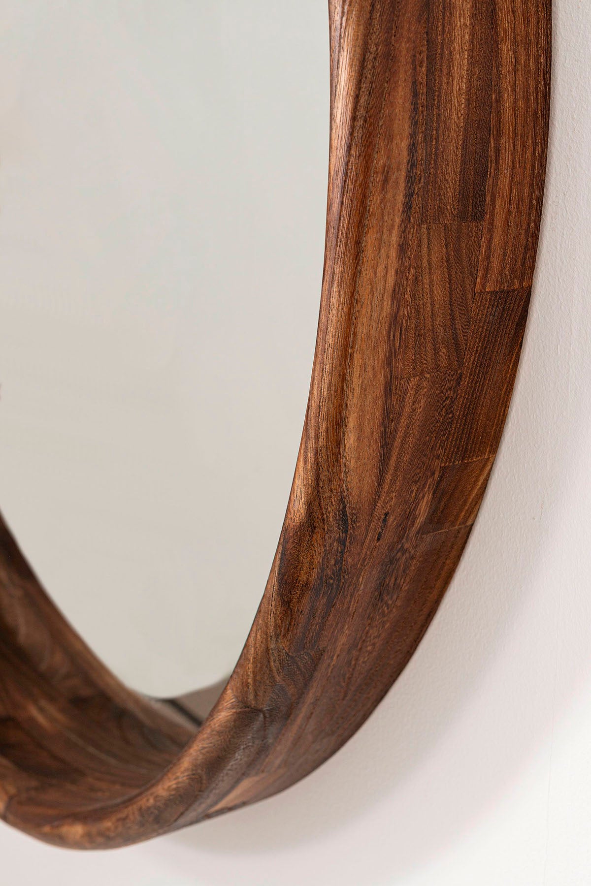 Espejo circular de madera cepillada, 100x100 cm