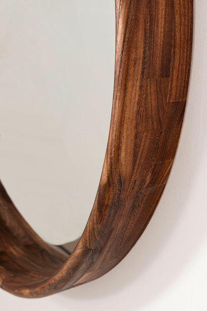 Espejo circular de madera cepillada, 100x100 cm