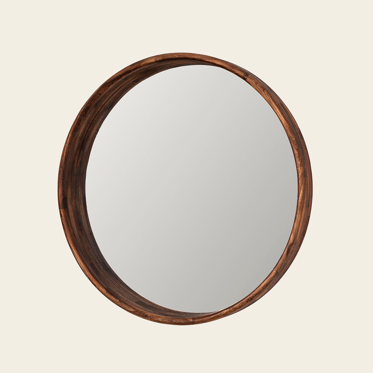 Espejo circular de madera cepillada, 100x100 cm