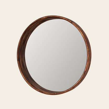 Espejo circular de madera cepillada, 100x100 cm