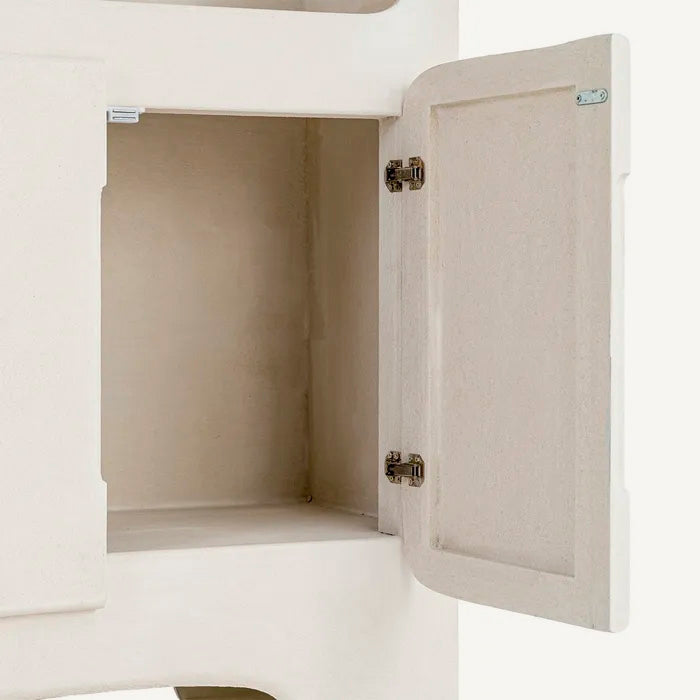 Estantería - librería en color blanco fabricada en madera DM con acabado poroso granulado. Ideal para interior y exterior