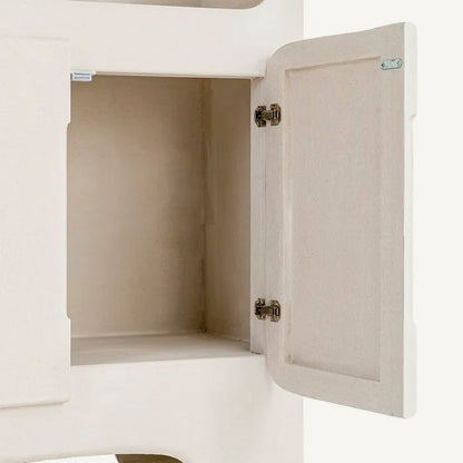 Estantería - librería en color blanco fabricada en madera DM con acabado poroso granulado. Ideal para interior y exterior