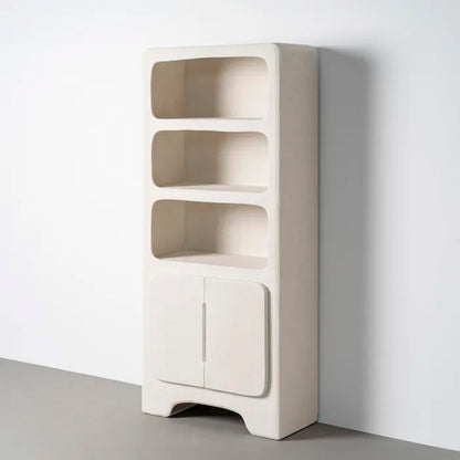 Estantería - librería en color blanco fabricada en madera DM con acabado poroso granulado. Ideal para interior y exterior