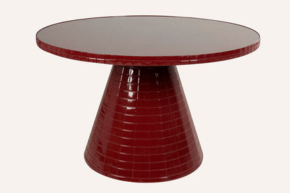 Mesa de comedor redonda 120 cm en burdeos con efecto look azulejo Rubrum