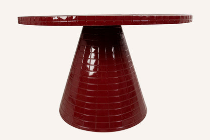 Mesa de comedor redonda 120 cm en burdeos con efecto look azulejo Rubrum