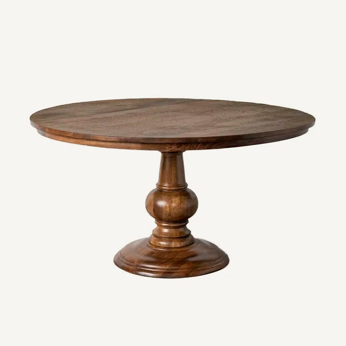 Mesa de comedor redonda, fabricada en madera de mango maciza. 150 cm