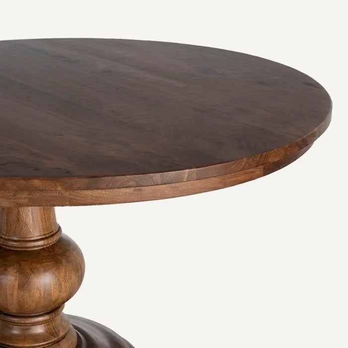 Mesa de comedor redonda, fabricada en madera de mango maciza. 150 cm
