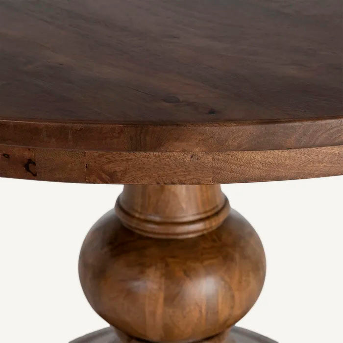 Mesa de comedor redonda, fabricada en madera de mango maciza. 150 cm