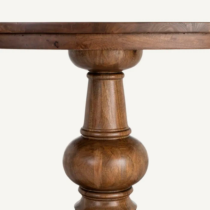 Mesa de comedor redonda, fabricada en madera de mango maciza. 150 cm