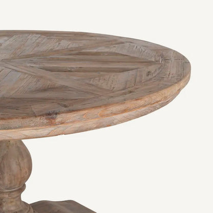 Mesa de comedor redonda, fabricada en madera de pino reciclada. 140 cm