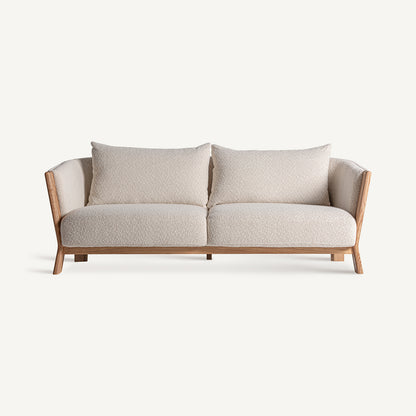 Sofá Nara de diseño en color beige con estructura de madera de roble.