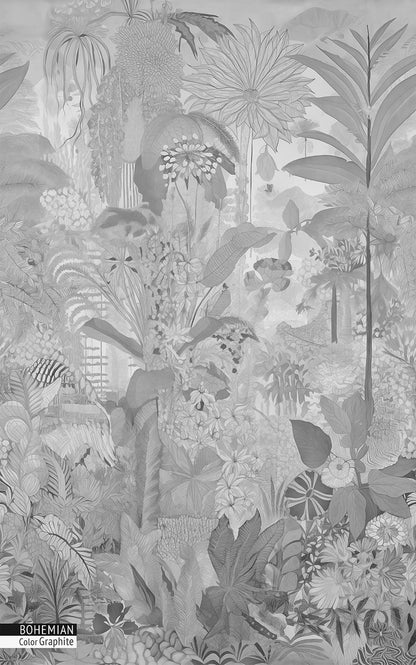 papel pintado pared bohemio gris